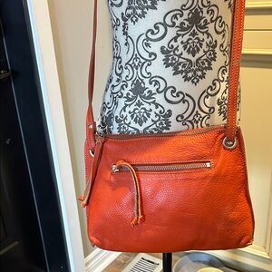 Roots Leather Crossbody Bag in Orange